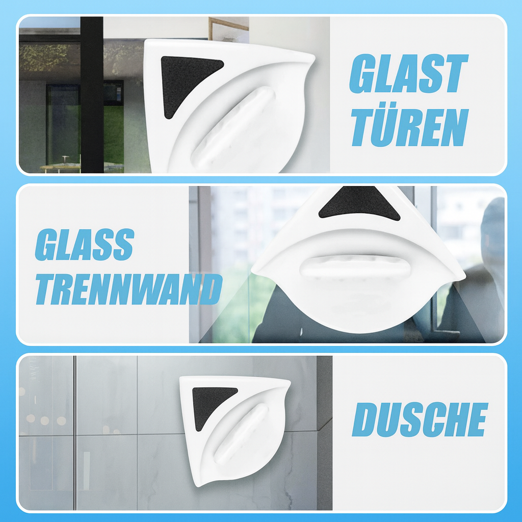 Effizienter magnetischer Glasreiniger für Doppelglas, sorgt für streifenfreie Fenster, schnelle Reinigungshilfe.