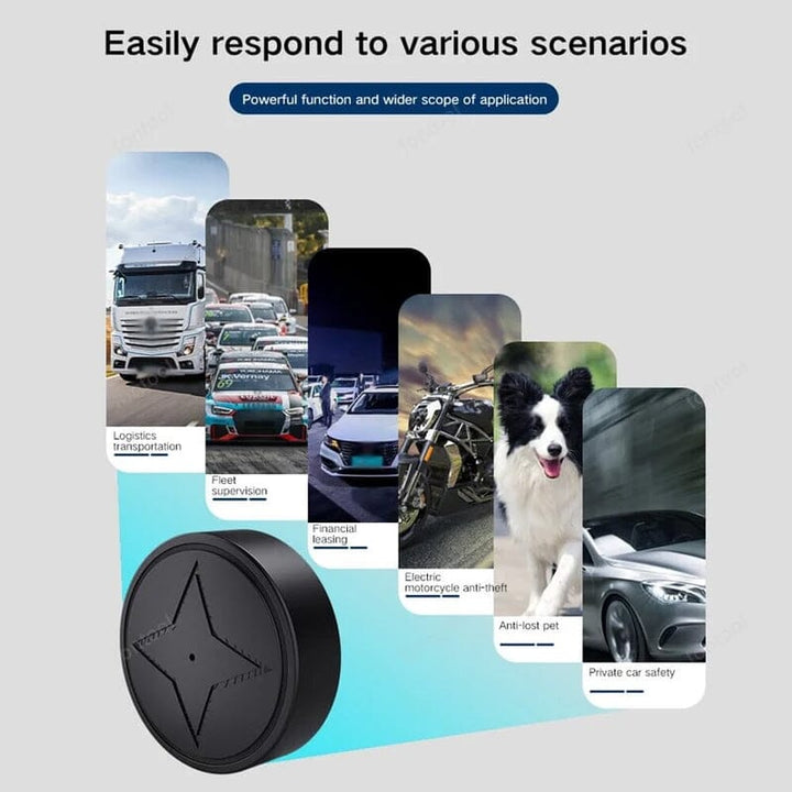 Detailansicht: Magnetischer GPS-Tracker mit glatter Oberfläche und integriertem Magneten.