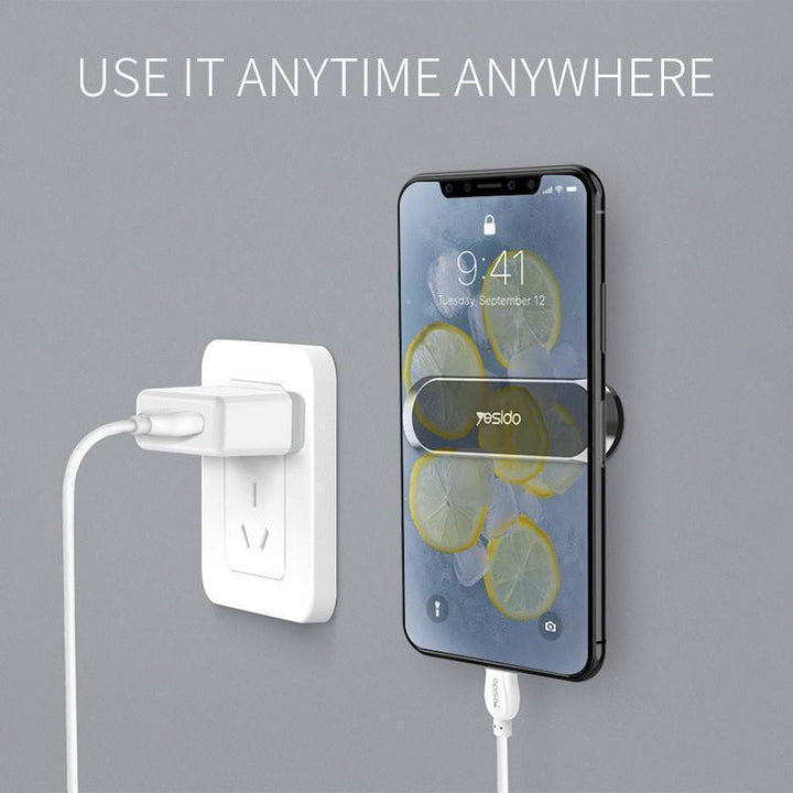 Schwarzer magnetischer Handyhalter aus Zinklegierung mit Silikon, universell für alle Smartphones.