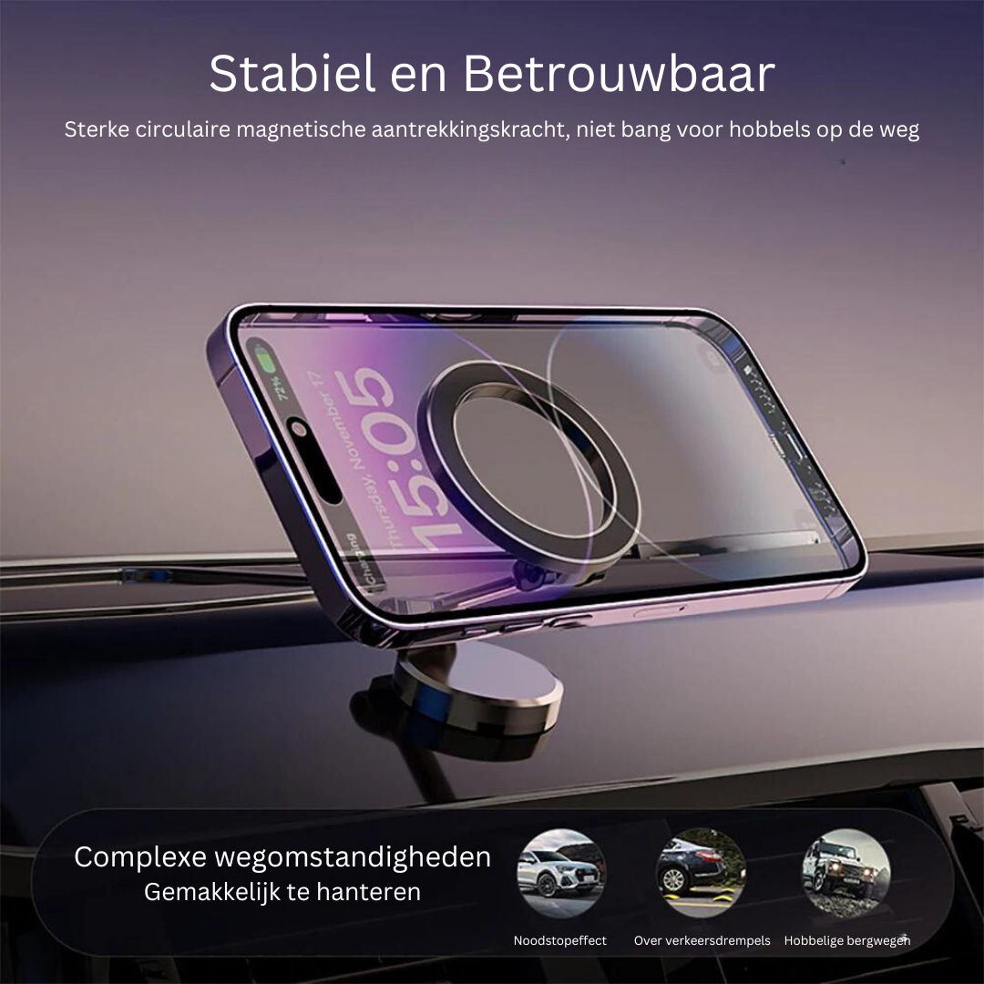Starke magnetische Autohalterung GripMount für Smartphones; sicherer Halt und flexible Positionierung im Fahrzeug.