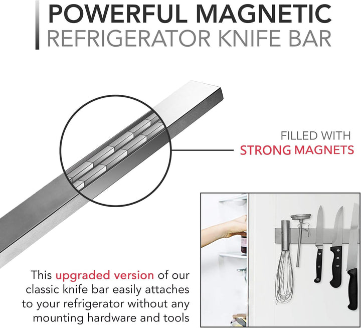 Robuster 35.5 cm magnetischer Messerhalter aus Edelstahl, perfekte Lösung für Messeraufbewahrung in Küche & Werkstatt.