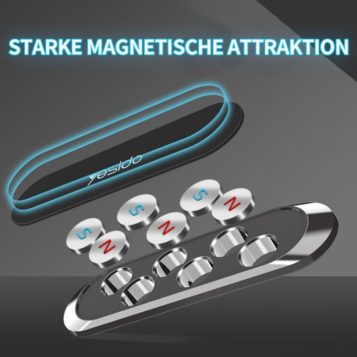 Schwarzer, 360-Grad drehbarer magnetischer Telefonhalter aus Zinklegierung, universal für Auto & Handy.