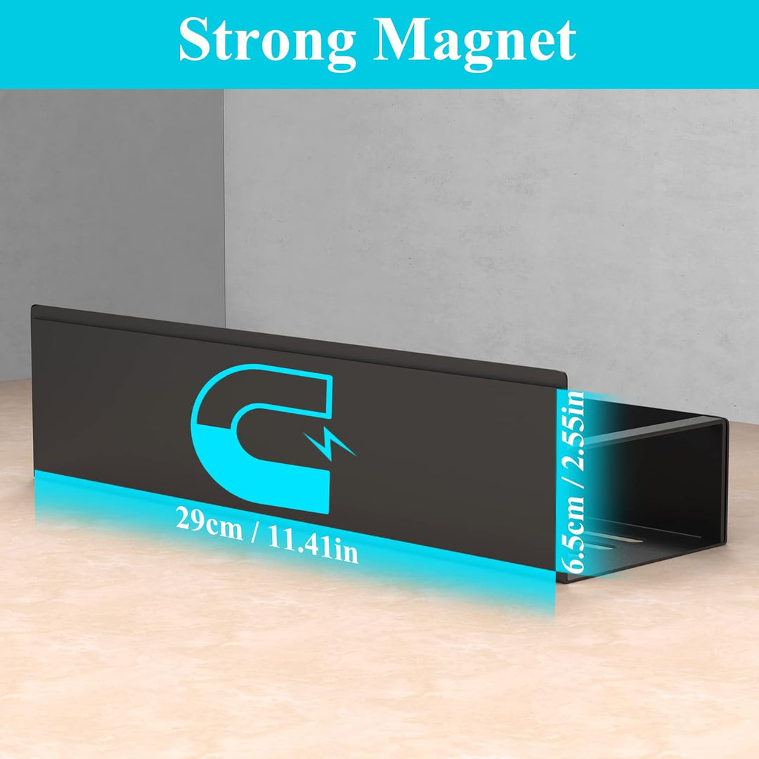 4-teiliges magnetisches Gewürzregal Set zur effektiven Küchenorganisation. Schwarze Metallregale als praktische Küchenhelfer.