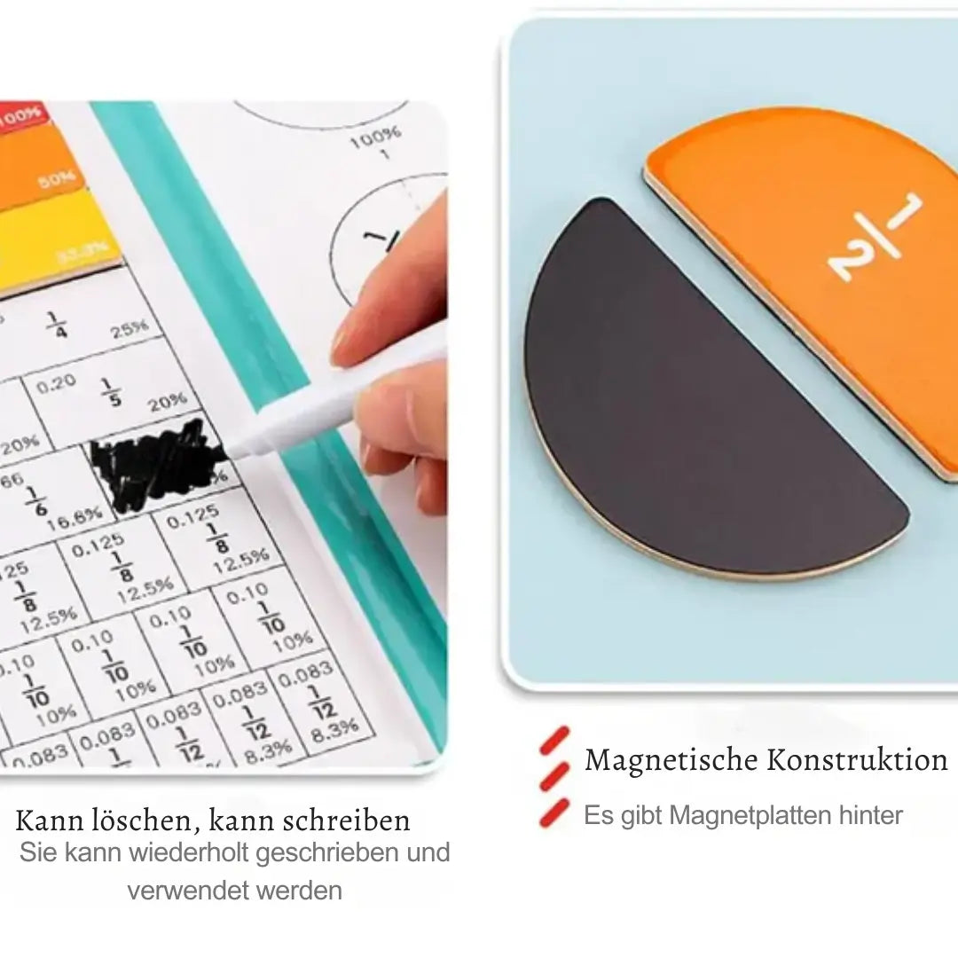 Magnetisches Bruch-Lernset zum spielerischen Mathe lernen und Rechnen in der Grundschule; fördert visuelles Verständnis.