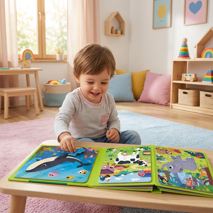 Magnetisches Montessori Puzzle Buch für Kinder, pädagogisches Lernspielzeug zur Förderung der Entwicklung.