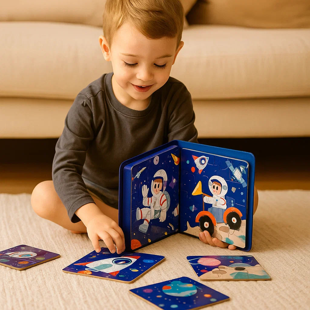 Lernspielzeug: Montessori Puzzle Buch mit Magneten, ideal zur frühkindlichen Förderung.