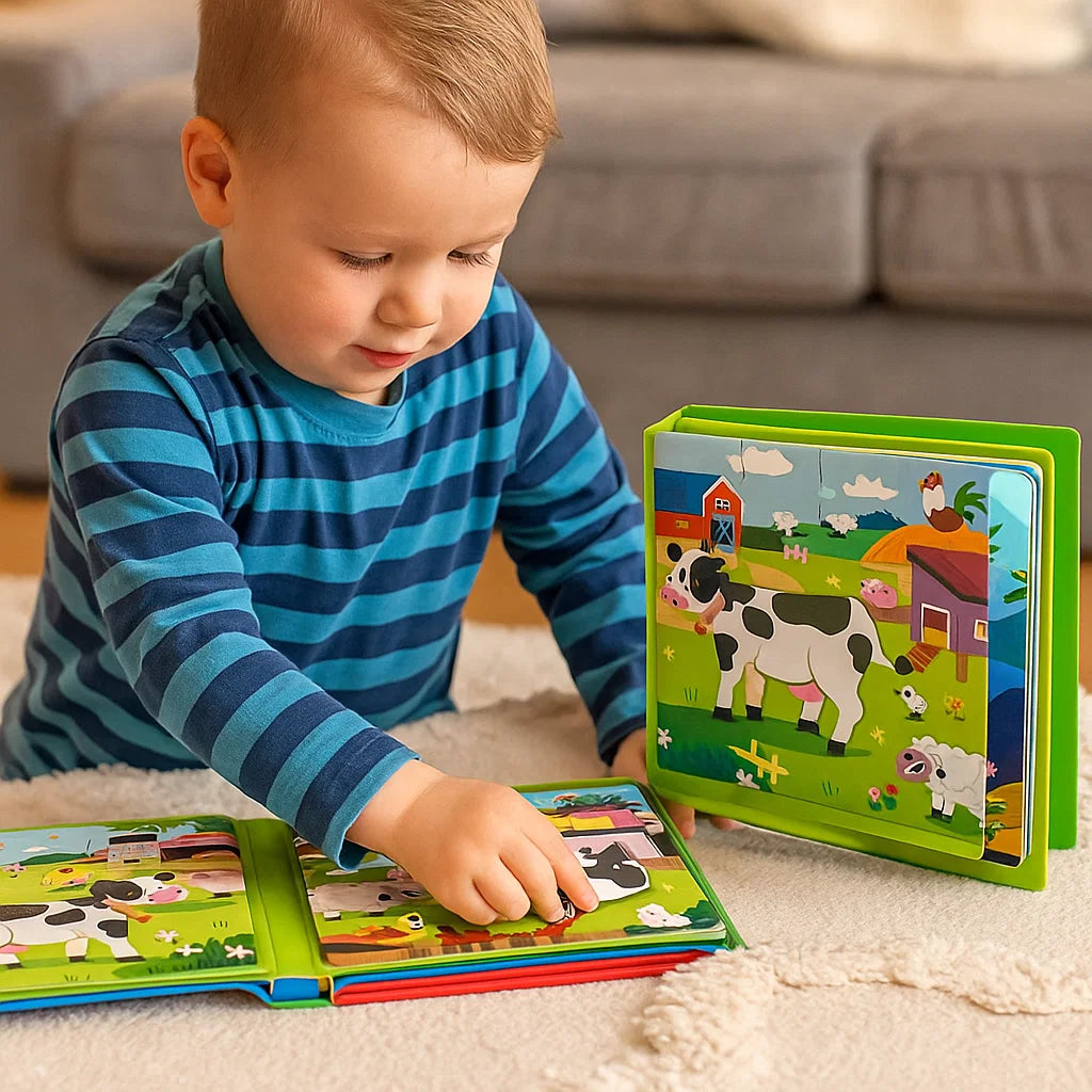 Kindgerechtes Magnetbuch, pädagogisches Puzzle für die spielerische Entwicklung von Kindern.