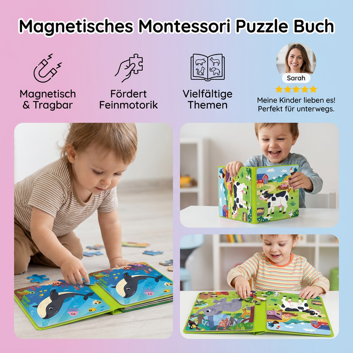 Pädagogisches Magnetpuzzle Buch für Kleinkinder, interaktives Lernspiel zum Entdecken.