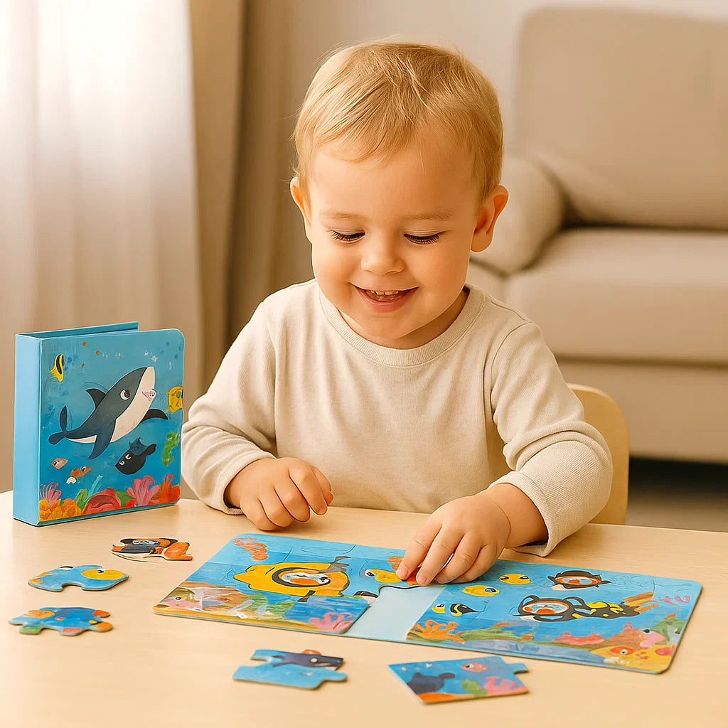 Magnetisches Puzzle Buch für Kinder, fördert logisches Denken und visuelle Wahrnehmung.