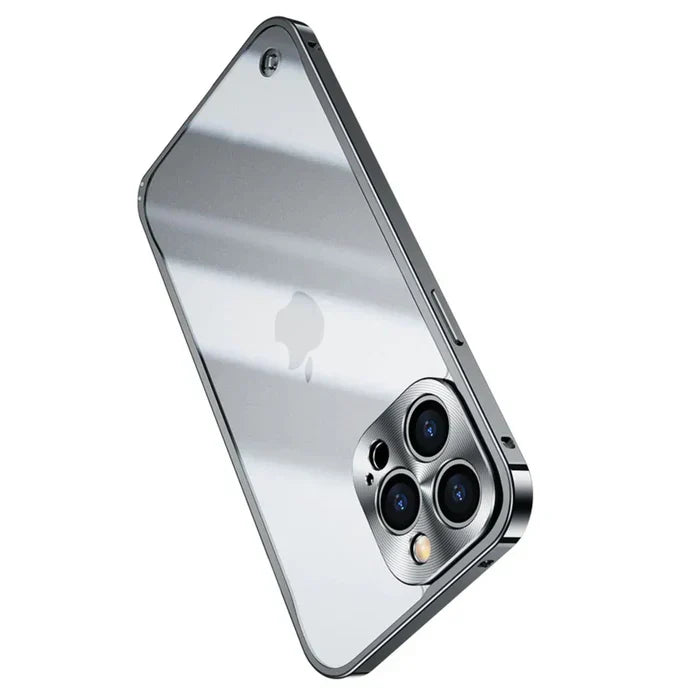 Kratzfeste MagSafe Hülle für iPhone 15, transparentes Polycarbonat & verstärkter Metallrahmen.