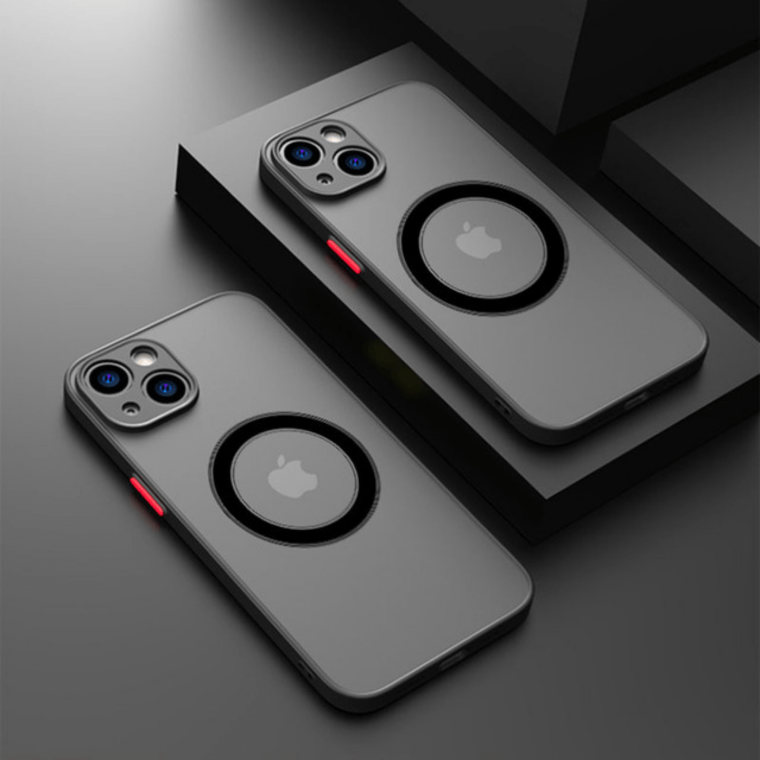 Magnetische MagSafe iPhone Schutzhülle, stoßfest. Ermöglicht schnelles kabelloses Laden ohne Hüllenentfernung.