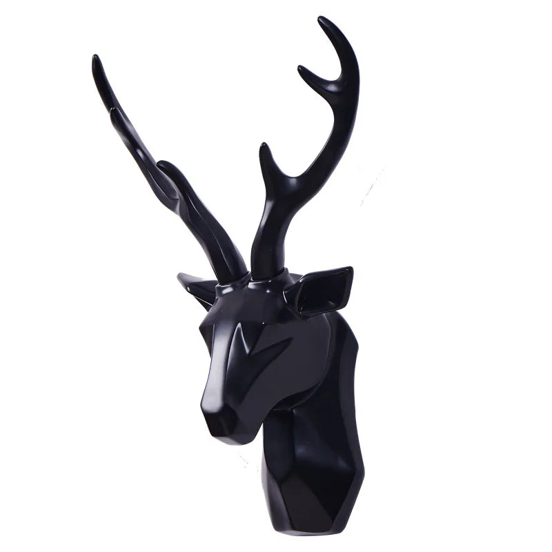 Majestätische 3D Hirschkopf Wanddekoration aus Kunstharz, Tierfigur für modernes und rustikales Dekor.