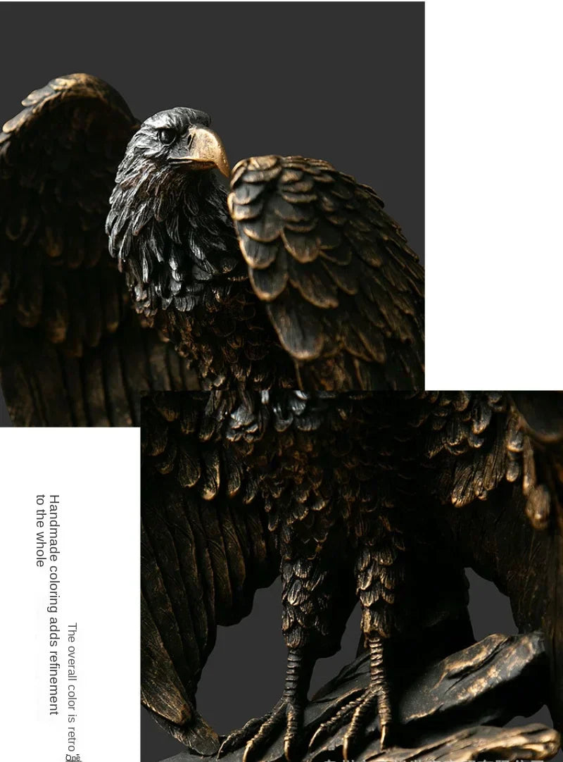 Bronze Adler Statue mit breiten Flügeln; fesselnder Blickfang für Wohnzimmer & Empfang.