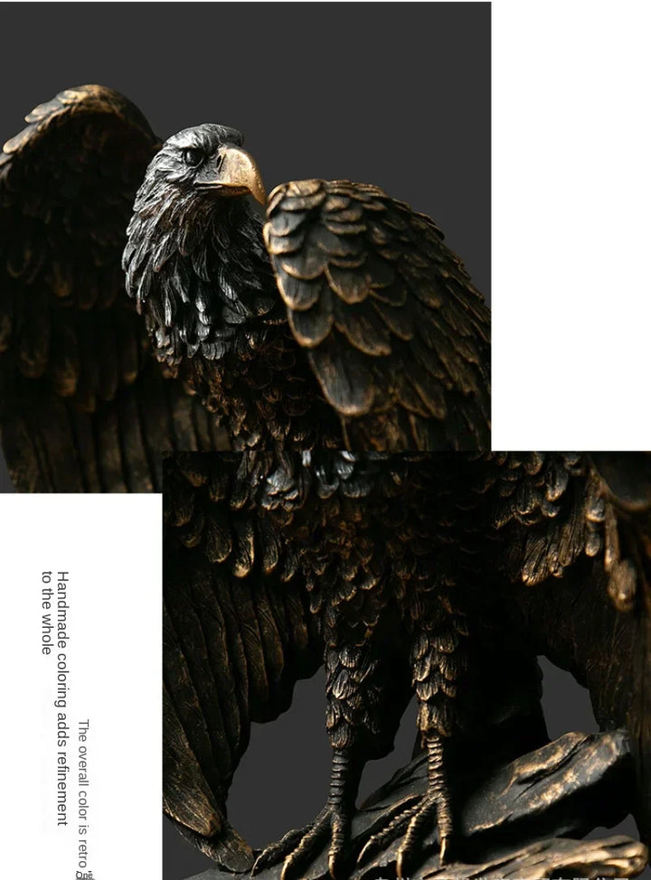 Bronze Adler Statue mit breiten Flügeln; fesselnder Blickfang für Wohnzimmer & Empfang.
