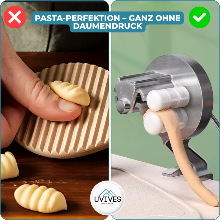 Einfache Bedienung: Manuelle Nudelmaschine für leckere, hausgemachte Pasta und gesunde Mahlzeiten zu Hause.