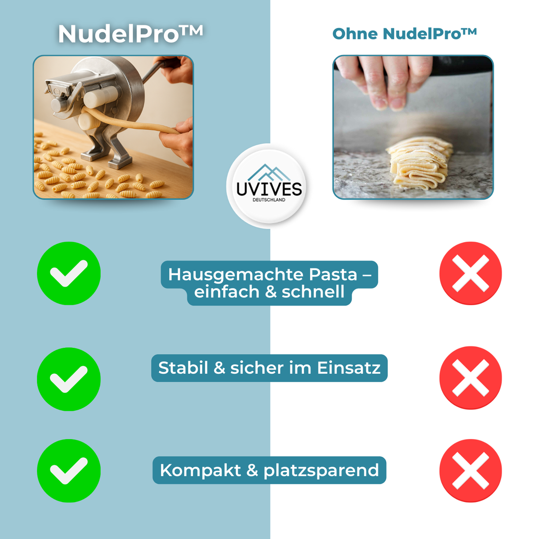 Stylische Nudelmaschine manuell betrieben; zaubern Sie Ihre Lieblingspasta frisch in Ihrer eigenen Küche.