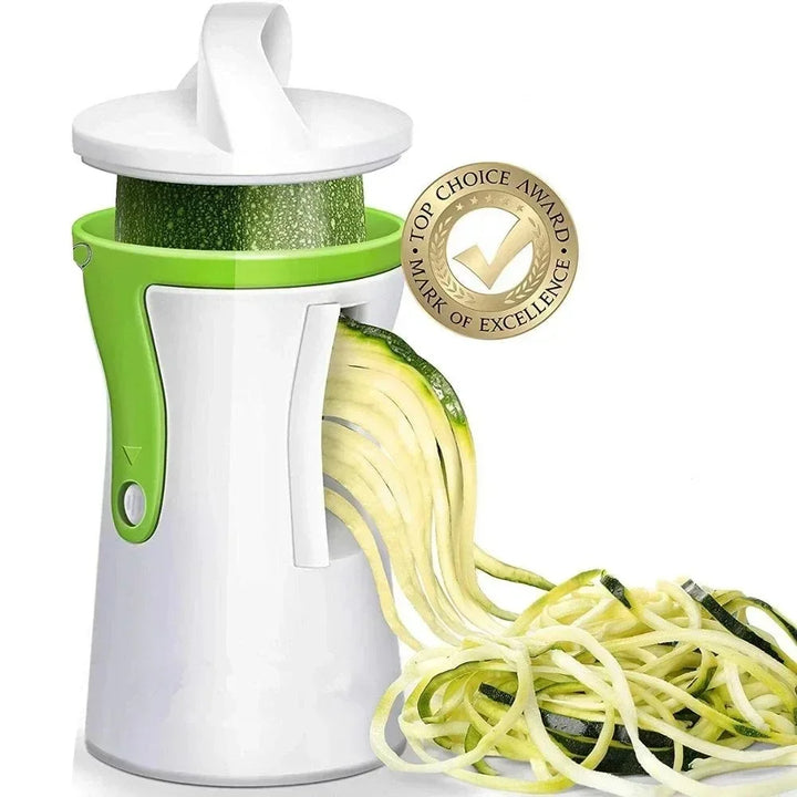 Manueller Edelstahl Spiralschneider für Gemüse und Käse. Kompakter Küchenhelfer für Zoodles & Gemüsespaghetti.