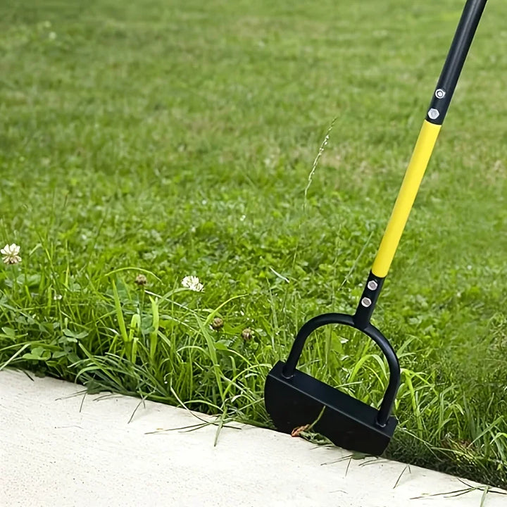 Hochwertiger Rasenkantenstecher aus Stahl, halbmondförmig. Ideales Werkzeug für die Gartenpflege und saubere Rasenkanten.