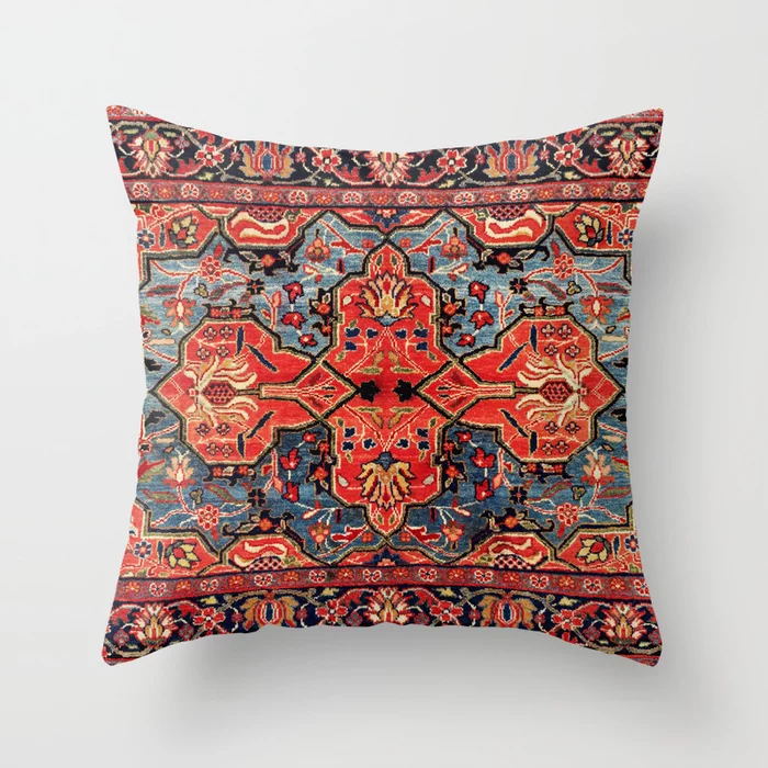 Stilvoller indischer Boho Plüsch-Kissenbezug, gemustert, für luxuriöse Schlafzimmer-Deko.