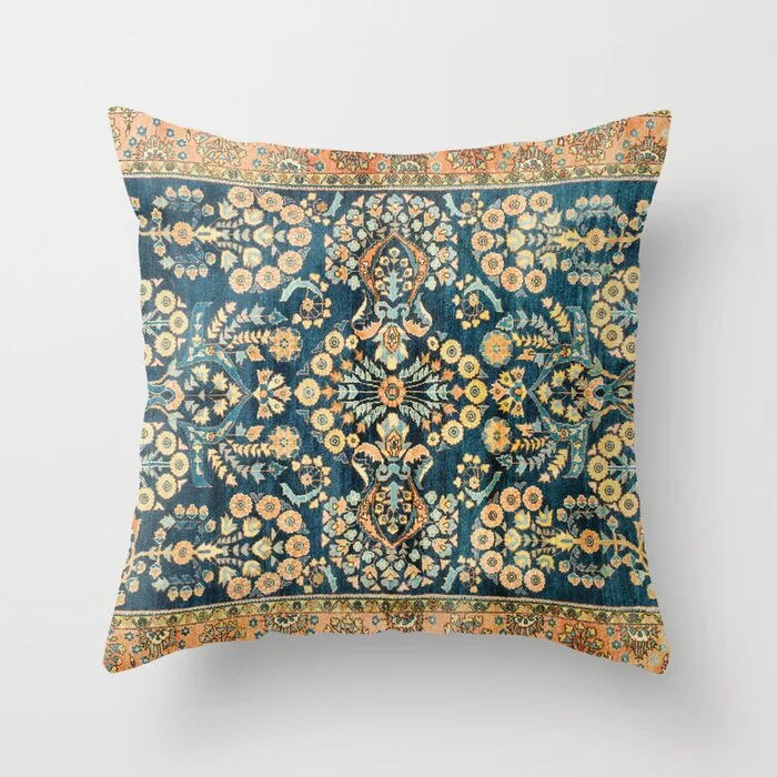 Schlafzimmer Komfort: Gemusterter indischer Plüsch-Dekokissenbezug im Boho-Stil.