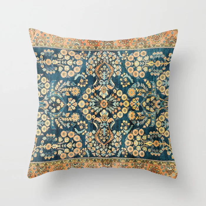 Gemusterter Plüsch-Dekokissenbezug im indischen Boho-Stil für luxuriöse Wohnkultur.