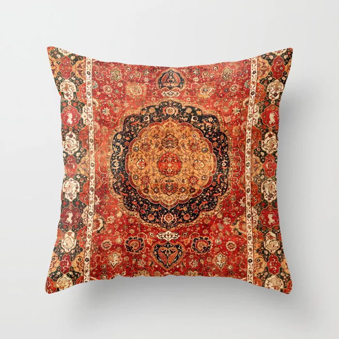 Gemusterter indischer Plüsch-Kissenbezug, Boho-Stil, für luxuriöse Dekoration.