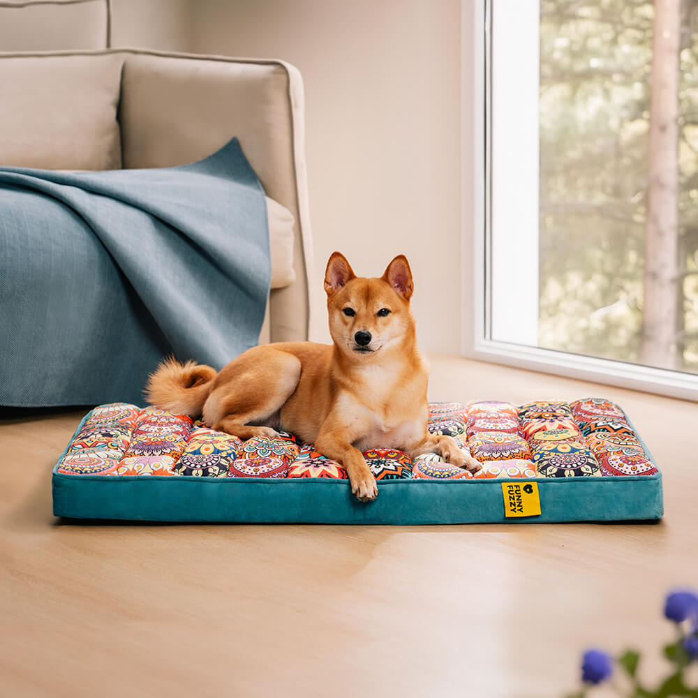 Marokkanisches orthopädisches Hundebett, braun, groß, bietet Komfort & umfassende Gelenkunterstützung für Haustiere.