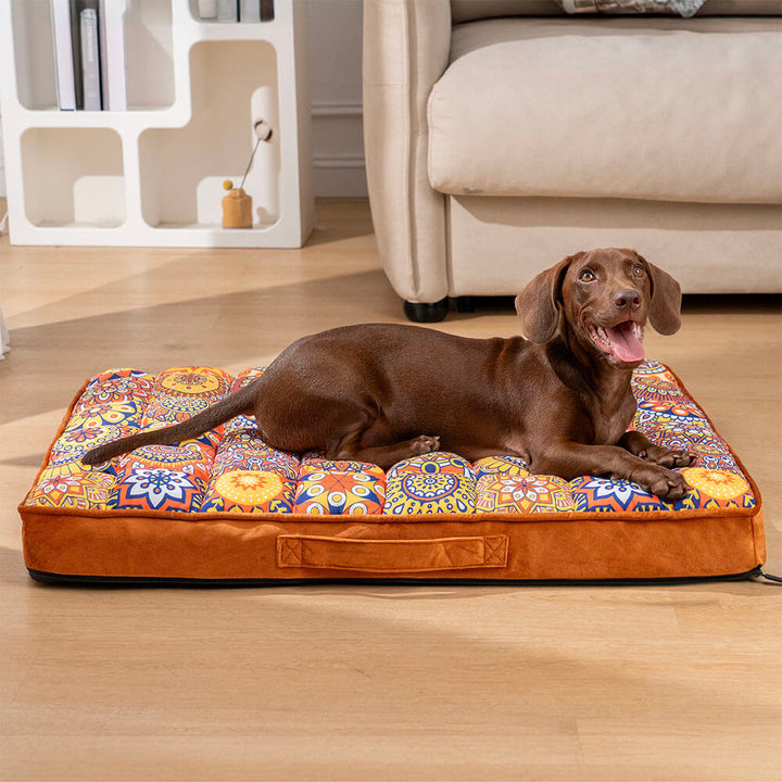 Orthopädisches Hundebett L/XL in Braun, marokkanisch, bietet Hunden umfassenden Gelenkkomfort & gemütlichen Schlafplatz.
