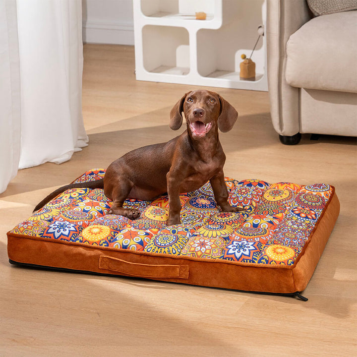Stilvolles marokkanisches orthopädisches Hundebett, blau, groß, für gemütlichen Schlafplatz & optimale Gelenkunterstützung.