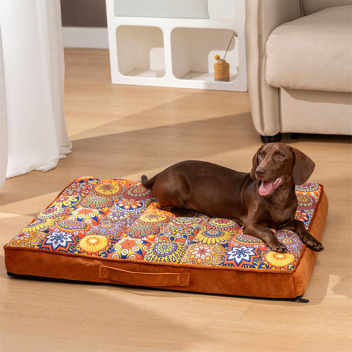 Hochwertiges orthopädisches Hundebett, marokkanisches Design, braun, L/XL, für maximalen Komfort & Gelenkschutz.