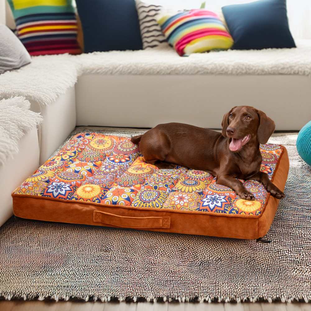 Großes XL orthopädisches Hundebett, marokkanisch, braun, für umfassende Unterstützung & Komfort großer Hunde.
