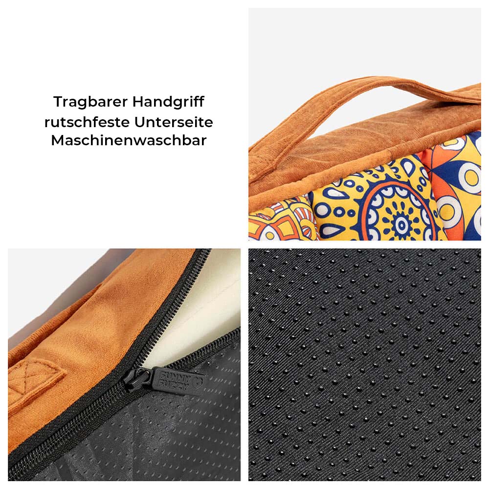 Weiches orthopädisches Hundebett, marokkanischer Stil, blau, fördert Gelenkkomfort & gemütlichen Schlafplatz.