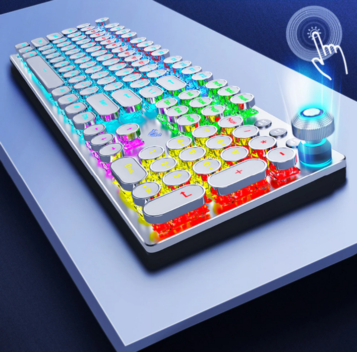 Mechanische Gaming Tastatur für präzises Spielen und komfortables Tippen im Büro, mit RGB Beleuchtung.