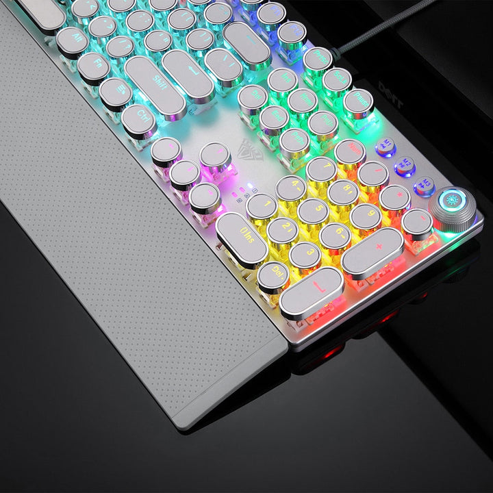 Vielseitige mechanische Multimedia Tastatur als Desktop Zubehör, perfekt für Gaming, Office und Medien.
