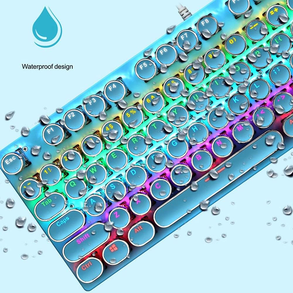 87-Tasten RGB-Tastatur mit blauen Schaltern für intensives Gaming & präzises Tippen im Büro.
