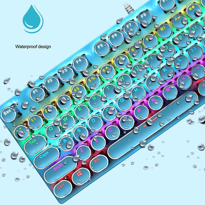 87-Tasten RGB-Tastatur mit blauen Schaltern für intensives Gaming & präzises Tippen im Büro.