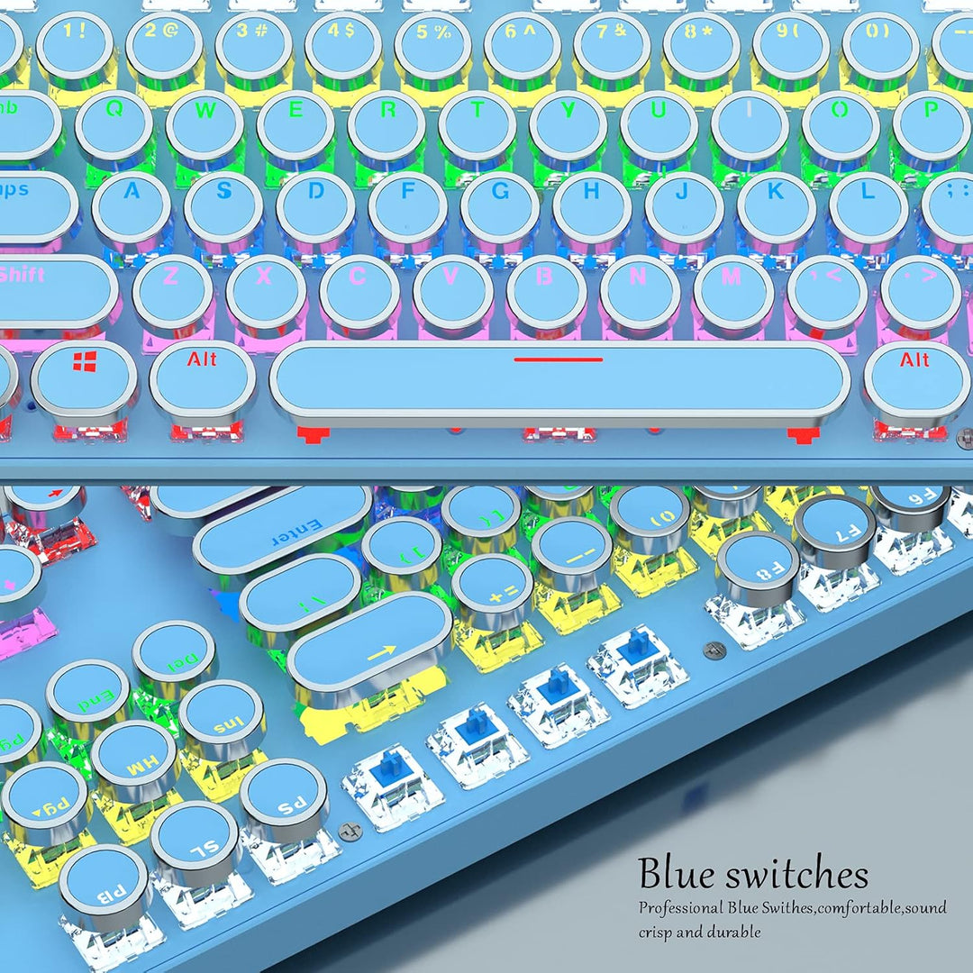 Mechanische Tastatur TKL, RGB-Beleuchtung, blaue Schalter. Optimal für Gamer und den Schreibtisch.