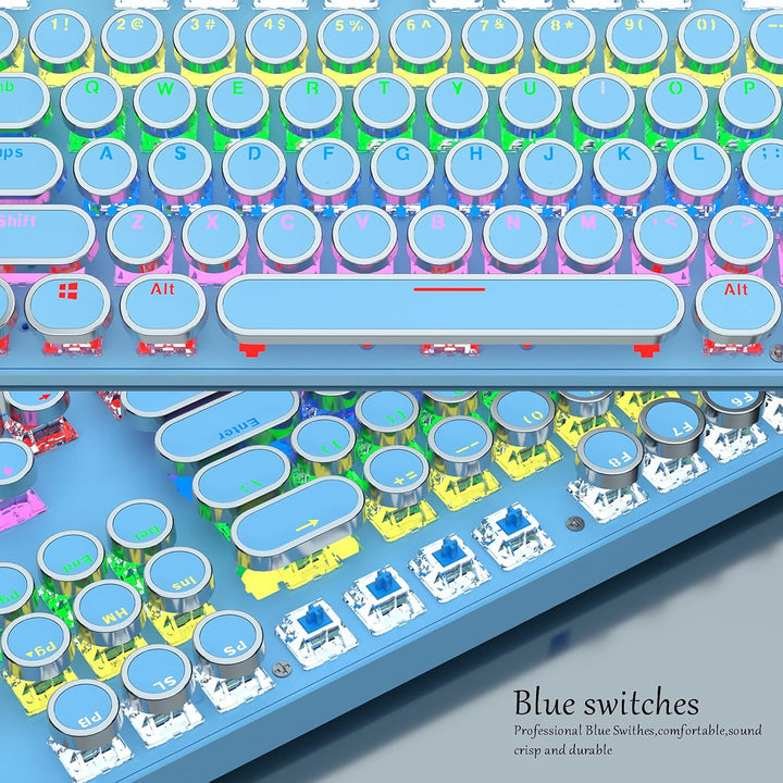 Mechanische Tastatur TKL, RGB-Beleuchtung, blaue Schalter. Optimal für Gamer und den Schreibtisch.