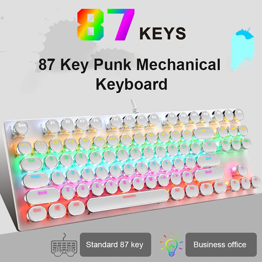Performance-orientierte mechanische Tastatur, RGB, blaue Schalter, 87 Tasten für Wettkampf-Gaming.
