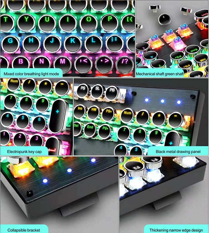 Gaming-Tastatur mit reaktionsschnellen blauen Schaltern, RGB, 87 mechanische Tasten.