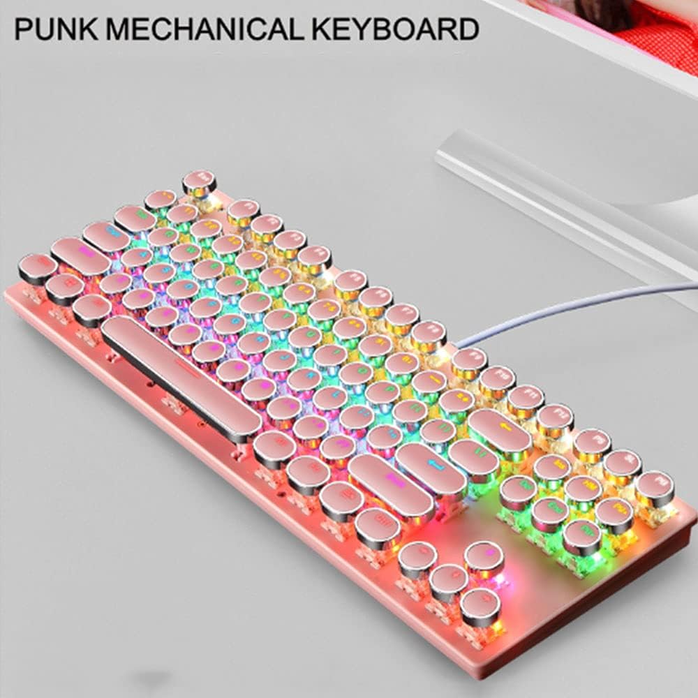 Mechanische Tastatur mit leuchtender RGB-Beleuchtung, 87 Tasten, blaue Schalter für ein tolles Setup.