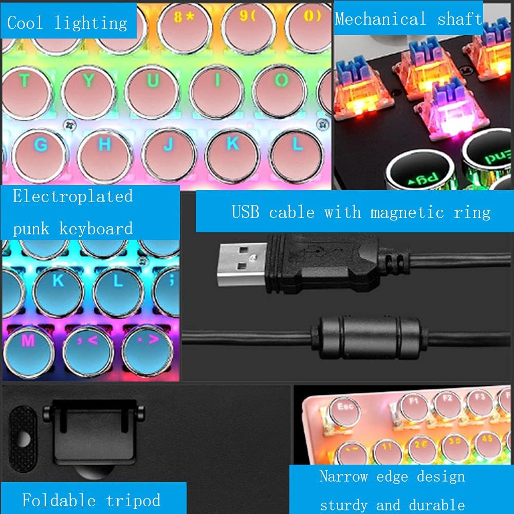 Hochleistungs-Gaming-Tastatur, 87 Tasten, mechanisch, RGB-Beleuchtung, taktile blaue Schalter.