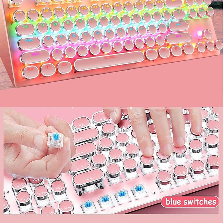 RGB beleuchtete 87-Tasten Gaming-Tastatur mit blauen Schaltern für verbesserte Performance.