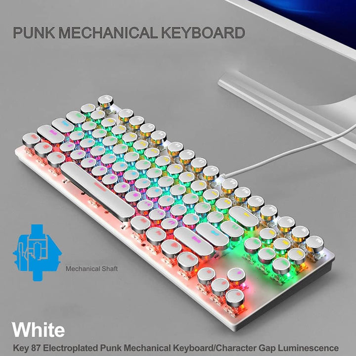 Ergonomische mechanische Tastatur TKL, blaue Schalter, RGB, 87 Tasten für längere Nutzung.