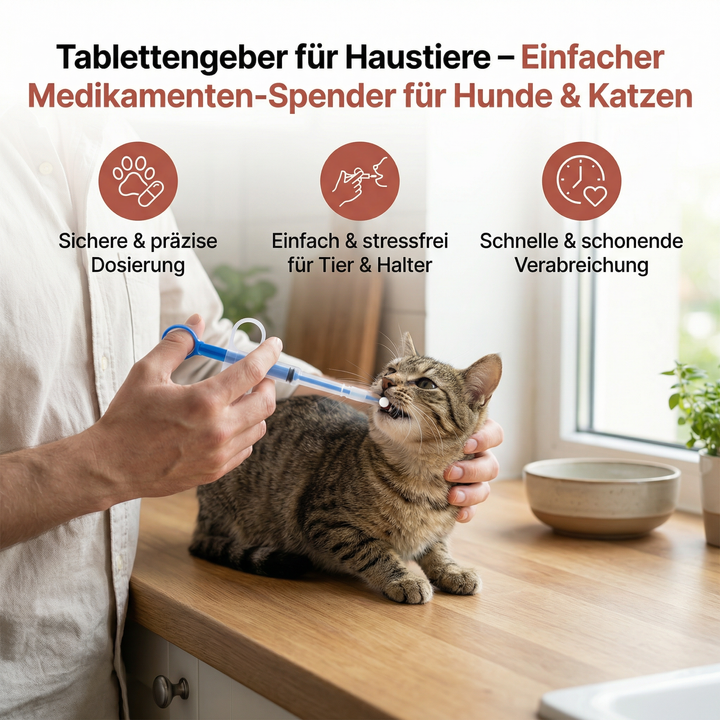 Stressfreie Medikamentenverabreichung: Tablettengeber für Hunde & Katzen. Effizienter Tierbedarf zur Pflege.