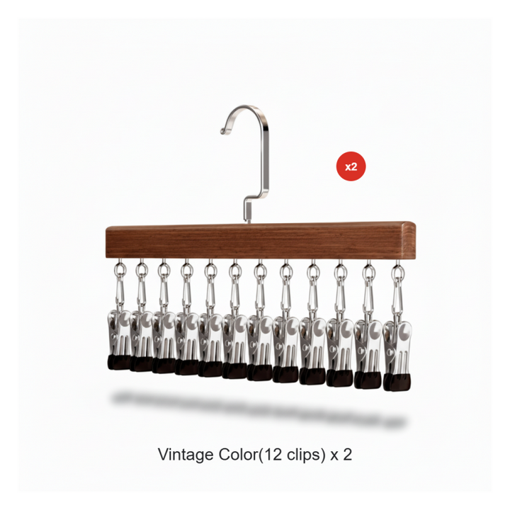 Holzbügel im Mehrfach-Design: Schafft Ordnung im Kleiderschrank und verleiht Vintage-Stil.