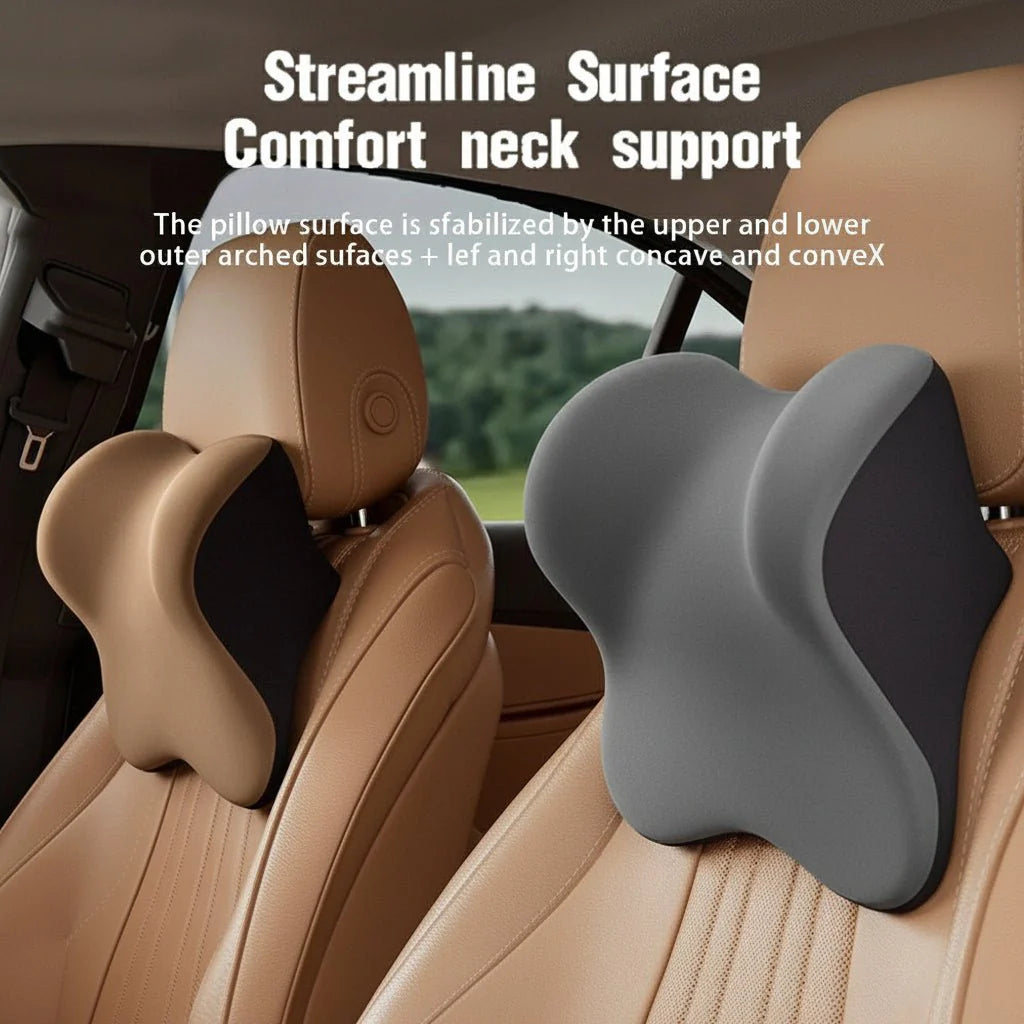 Ergonomisches Memory Foam Nackenkissen für Autositz, ideal für lange Fahrten & Haltungskorrektur.
