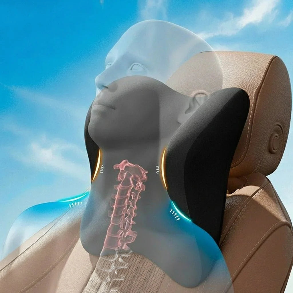 Memory Foam Lendenstützkissen für Autositz. Lindert Rückenschmerzen & fördert ergonomische Haltung.