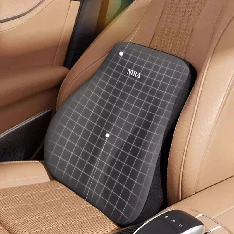 Komfortables Memory Foam Autokissen Set: Nackenstütze & Lendenkissen für entspanntes Fahren.