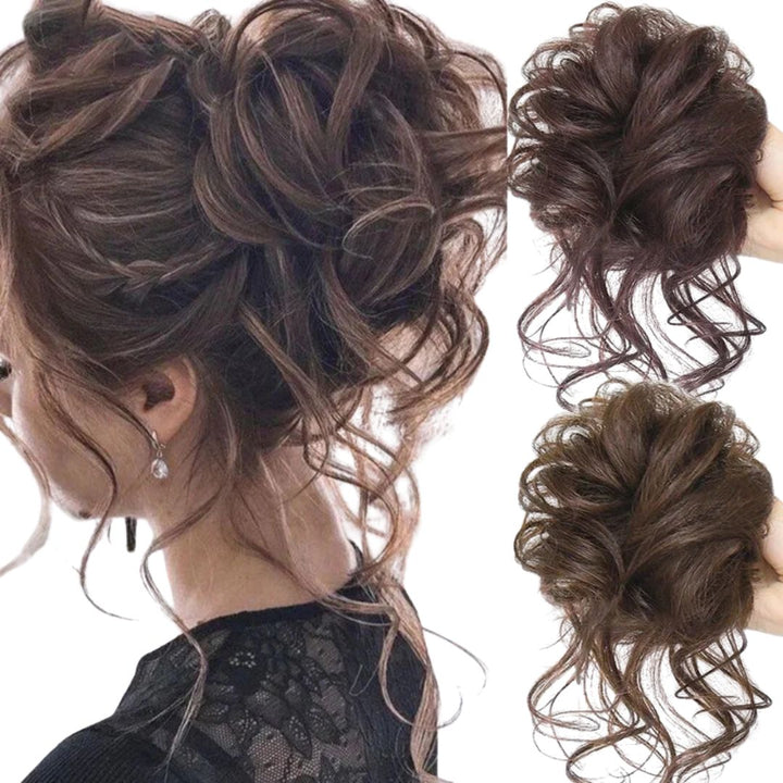 Messy Bun Haarteil für sofortiges Volumen & Fülle, natürlicher Dutt Look.